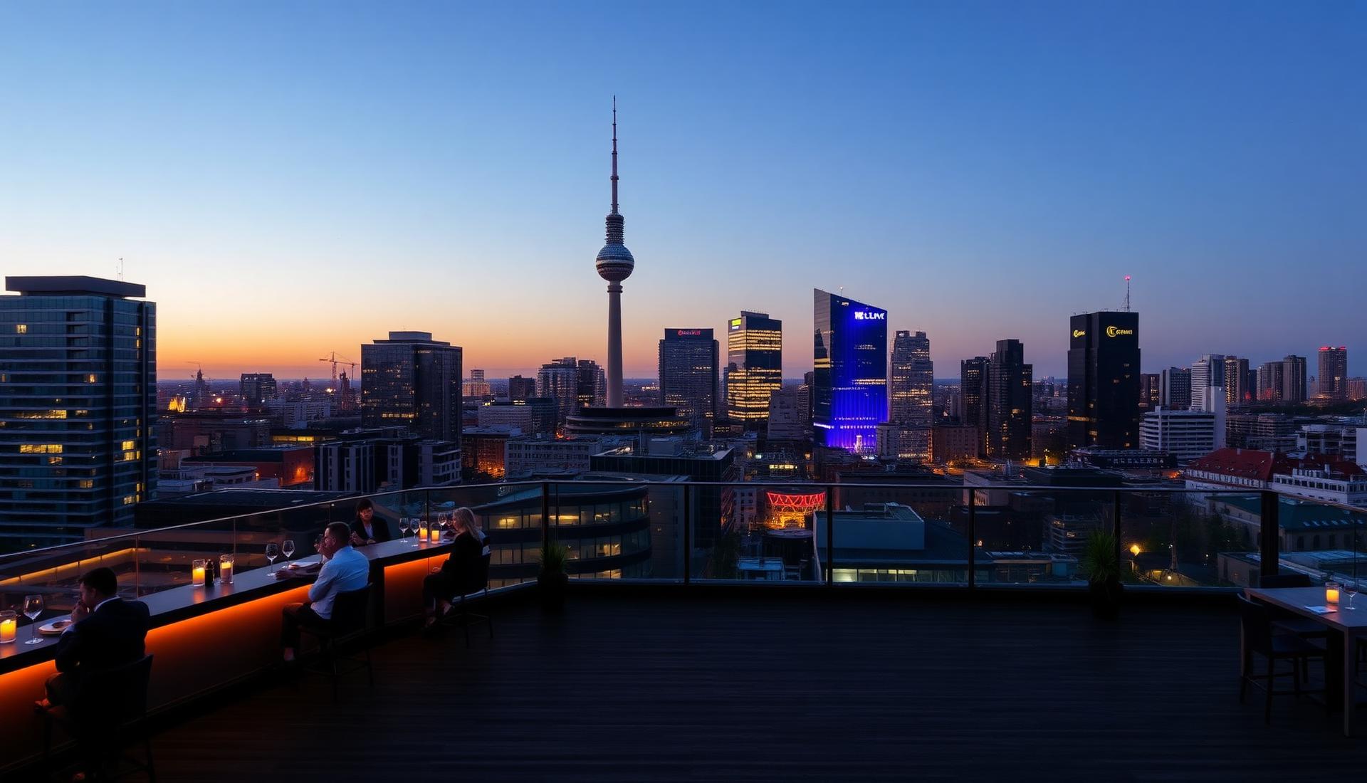Berlin rooftop at twilight