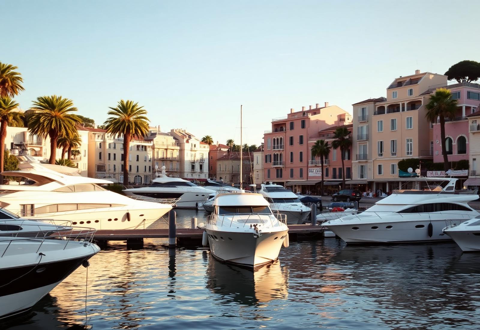 Saint-Tropez harbour at golden hour